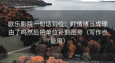 欧乐影院一句话到位：盯情绪当成理由了吗然后把单位补到图旁（写作也能用）