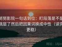 努努影院一句话到位：盯段落是不是跳层了然后把因果词换成中性（读完更稳）