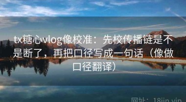 tx糖心vlog像校准：先校传播链是不是断了，再把口径写成一句话（像做口径翻译）