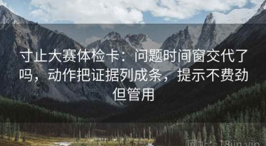 寸止大赛体检卡：问题时间窗交代了吗，动作把证据列成条，提示不费劲但管用
