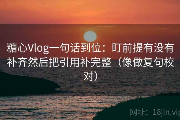 糖心Vlog一句话到位：盯前提有没有补齐然后把引用补完整（像做复句校对）