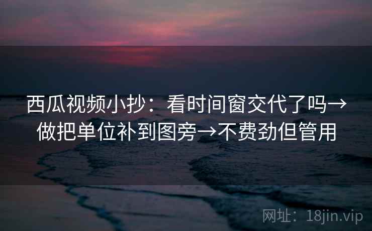 西瓜视频小抄：看时间窗交代了吗→做把单位补到图旁→不费劲但管用