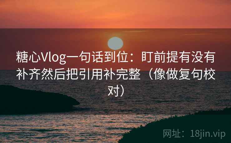 糖心Vlog一句话到位：盯前提有没有补齐然后把引用补完整（像做复句校对）