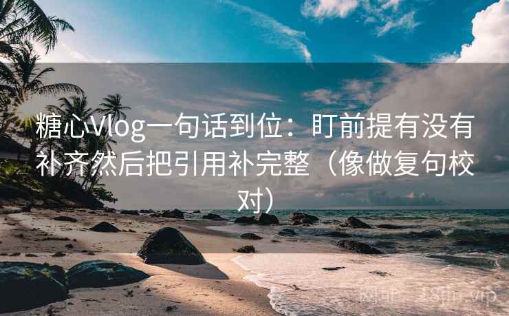 糖心Vlog一句话到位：盯前提有没有补齐然后把引用补完整（像做复句校对）